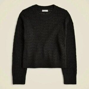 J. Crew Pointelle Crewneck Sweater in Black Size Medium